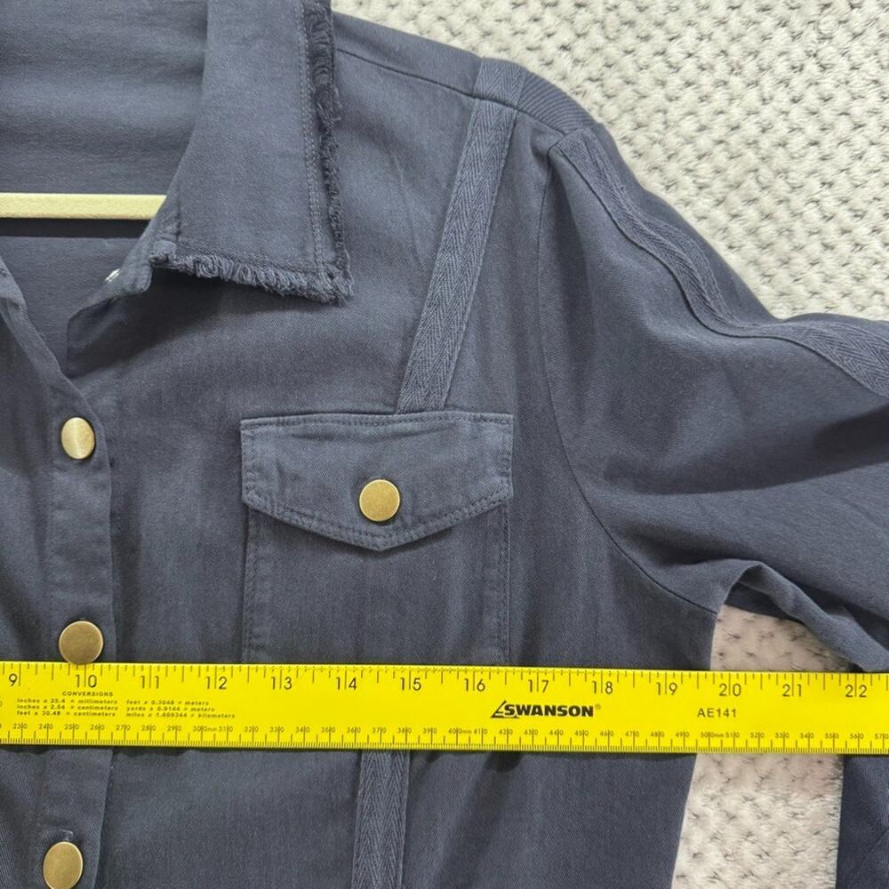 XCVI Wearables Utility Jacket Womens L Blue Button Front Pockets Boho Casual - Picture 11 of 13